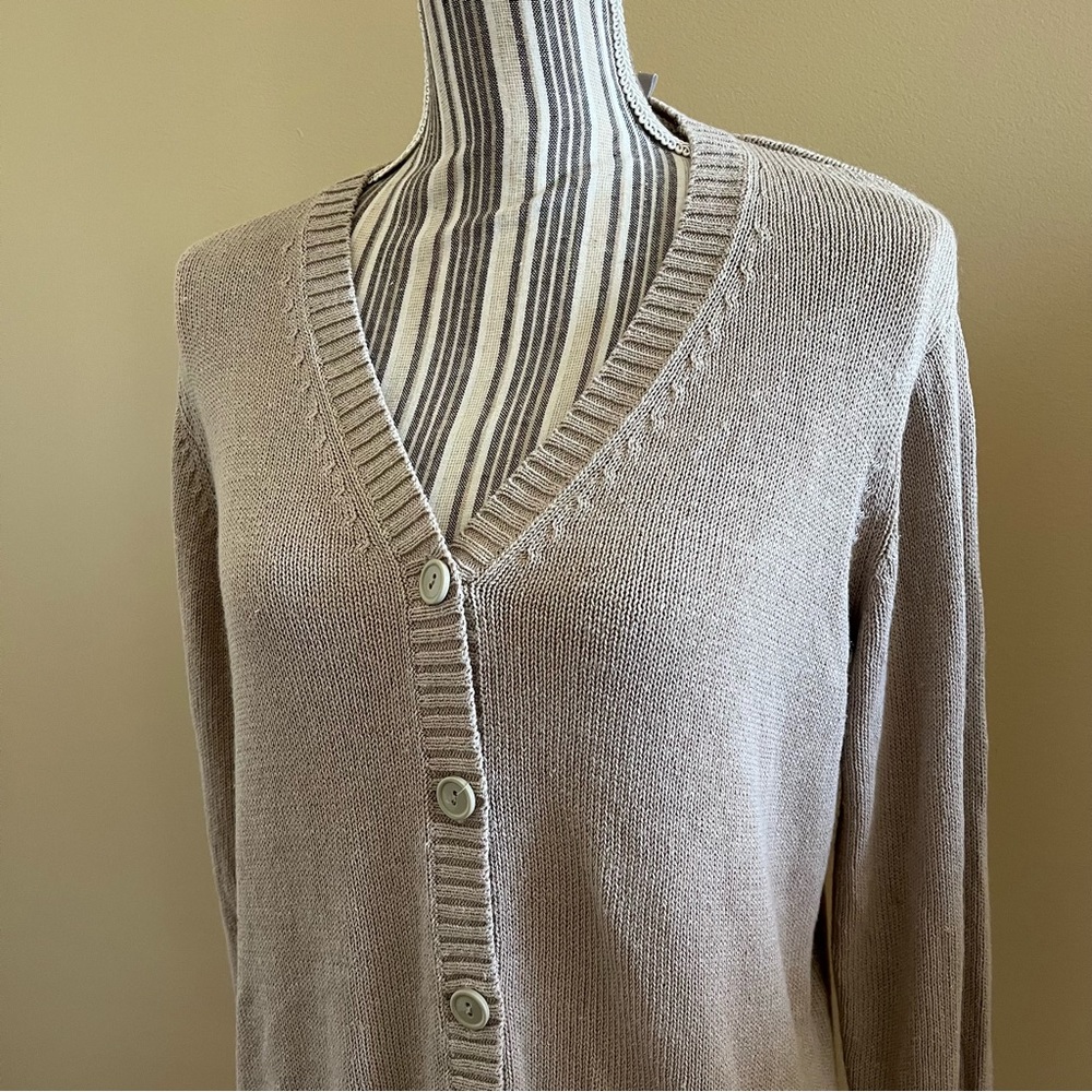 Nordstrom Women’s Vintage Long Sleeve Linen Blend Button Up Cardigan Sweater L - Picture 6 of 11